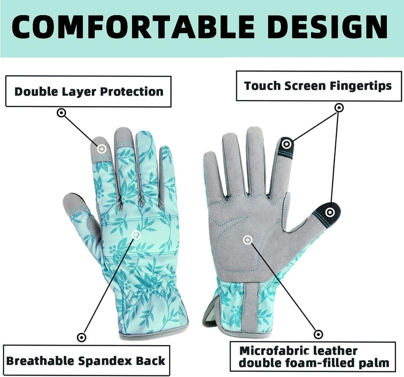 KLDOLLAR Gardening Gloves for Women Thorn Proof Garden Gloves, Leather Womens Garden Gloves Puncture Resistant, Touch Screen Working Gloves for Digging,Weeding,Planting Small - Image 5